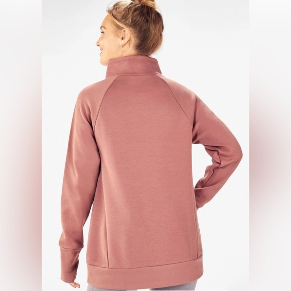 FABLETICS Zaylee Funnel Neck Tunic Sweatshirt Dusty Pink Medium Cozy Soft Casual - Picture 4 of 9